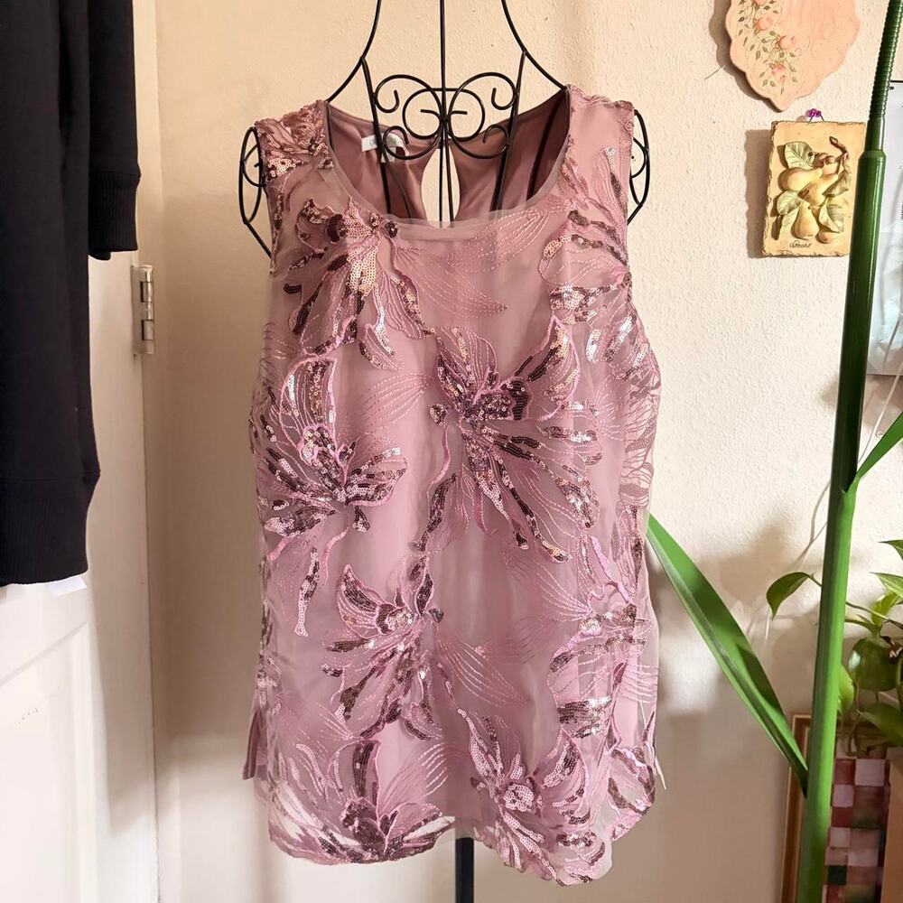 Oleg Cassini Sequin Front Tank Top 16